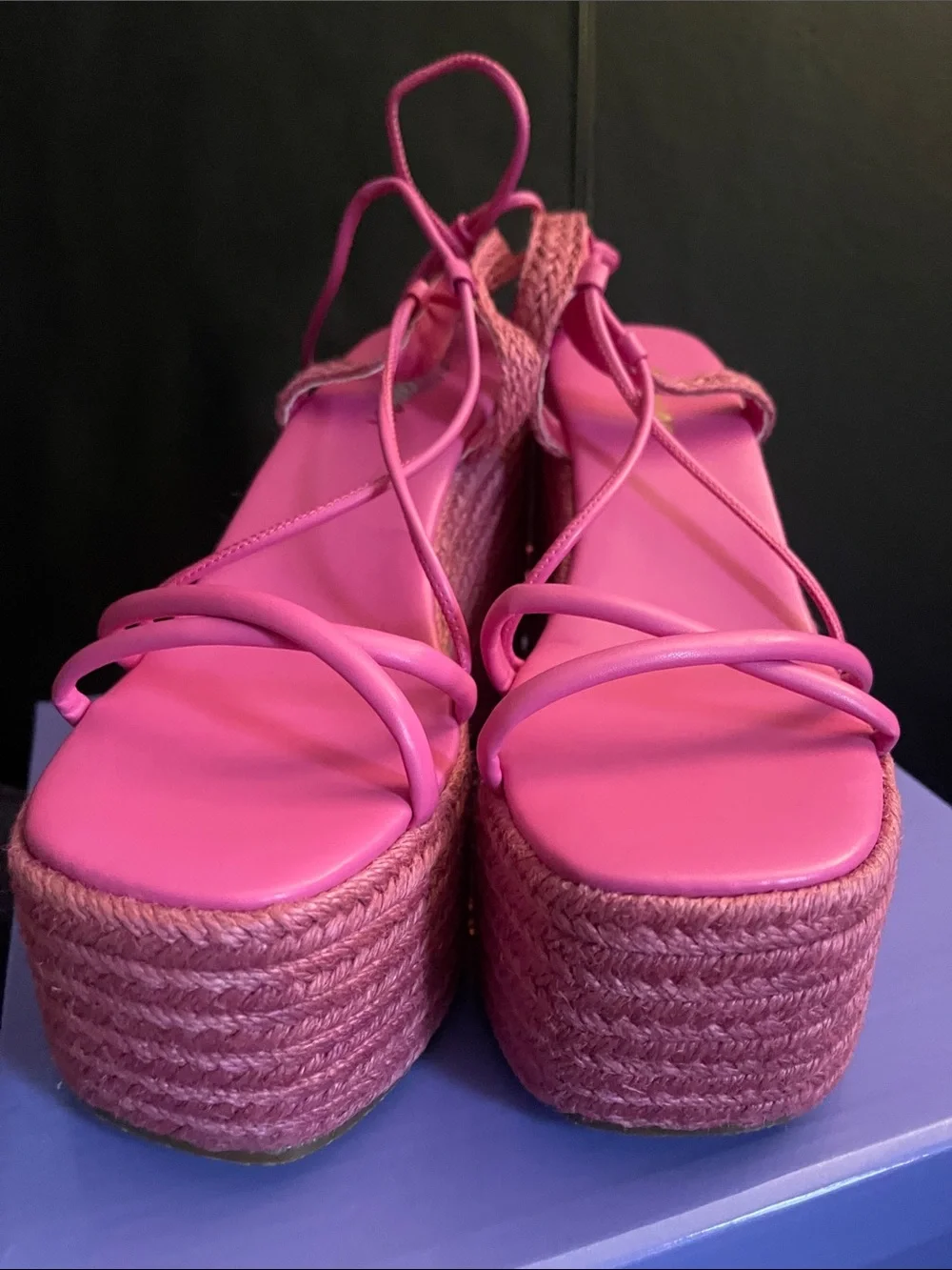 LILIBabes Women’s Pink Lace-Up Platform/Wedge Woven Wedge Sandals Sz 7 NWB